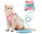 Pet Harness and Leash Set with Reflective Strip for Cats Small Dogs-M-Pink&Green