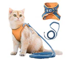 Pet Harness and Leash Set with Reflective Strip for Cats Small Dogs-L-Orange&Blue