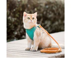 Pet Harness and Leash Set with Reflective Strip for Cats Small Dogs-S-Green&orange