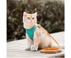 Pet Harness and Leash Set with Reflective Strip for Cats Small Dogs-M-Green&orange