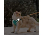 Pet Harness and Leash Set with Reflective Strip for Cats Small Dogs-S-Green&orange
