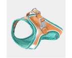 Pet Harness and Leash Set with Reflective Strip for Cats Small Dogs-M-Green&orange