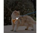 Pet Harness and Leash Set with Reflective Strip for Cats Small Dogs-L-Orange&Blue