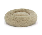 Round Plush Donut Pet Bed Calming Bed-M-Khaki