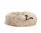 Round Plush Donut Pet Bed Calming Bed-M-Khaki