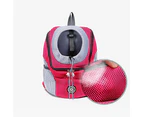 Comfortable Dog Cat Carrier Backpack for Hiking Outdoor Travel-L-Rose red