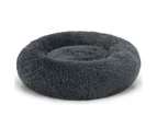 Round Plush Donut Pet Bed Calming Bed-M-Dark gray