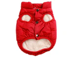 2 Layers Fleece Lined Warm Dog Jacket Winter Cold Weather Small Dog Coat-M-Red