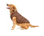2 Layers Fleece Lined Warm Dog Jacket Winter Cold Weather Small Dog Coat-XL-Brown