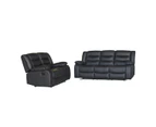 3+2 Seater Recliner Sofa In Faux Leather Lounge Couch in Black