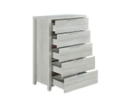 Tallboy with 5 Storage Drawers Natural Wood like MDF in White Ash Colour