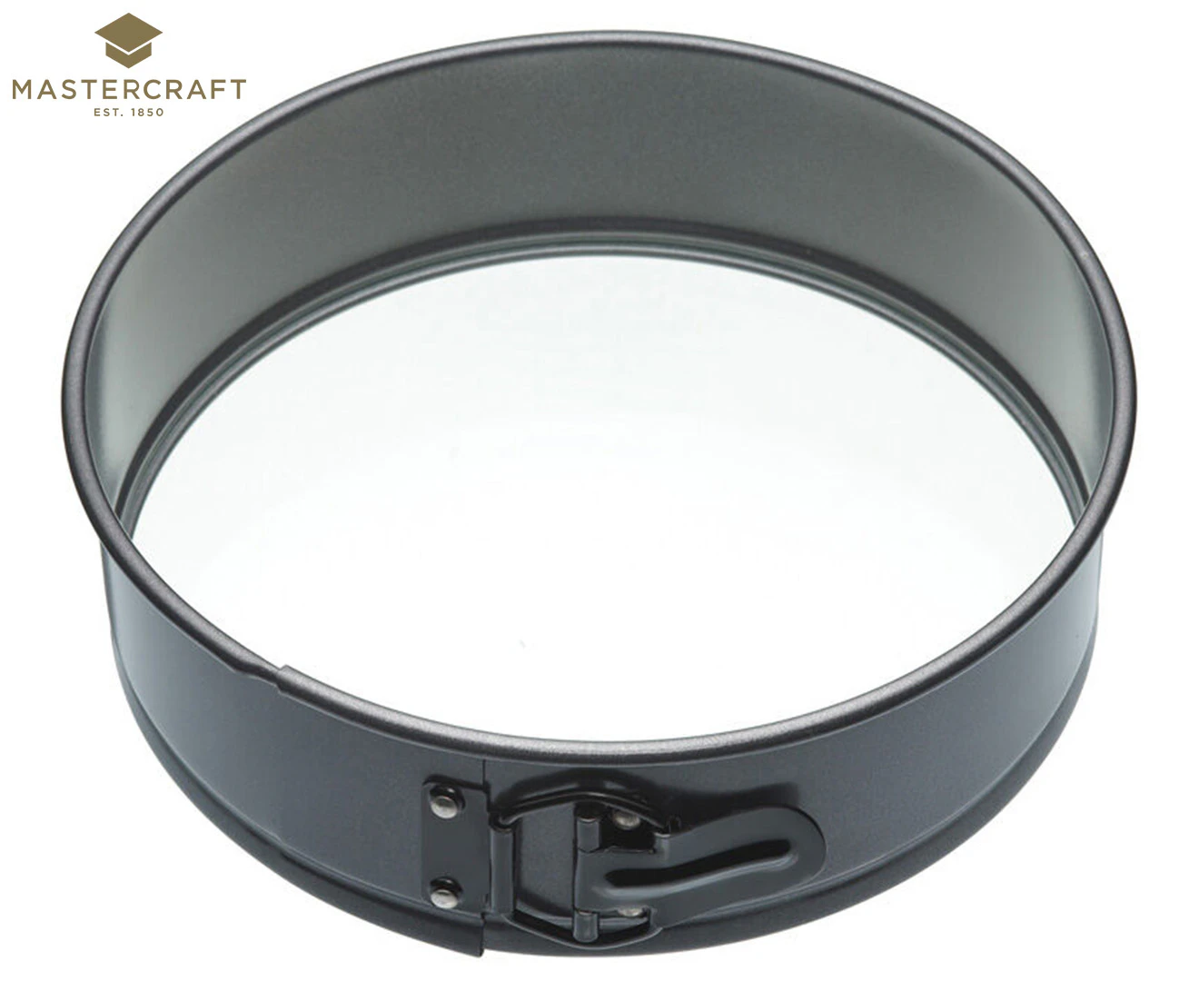 Mastercraft 25cm Springform Non-Stick Round Glass Base Cake Pan Baking Black