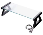 Kensington Glass Monitor Stand w/ USB Hub - Clear/Black