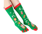 Christmas Novelty Socks Five Finger Toe Cotton Funny Sock - Green Owl