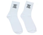Letter Printed Cotton White Calf Socks Mid Cut Sports Daily Socks - White-D