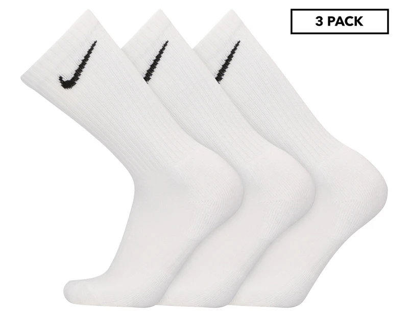 Nike Unisex Everyday Cotton Cushioned Crew Training Socks 3-Pack - White
