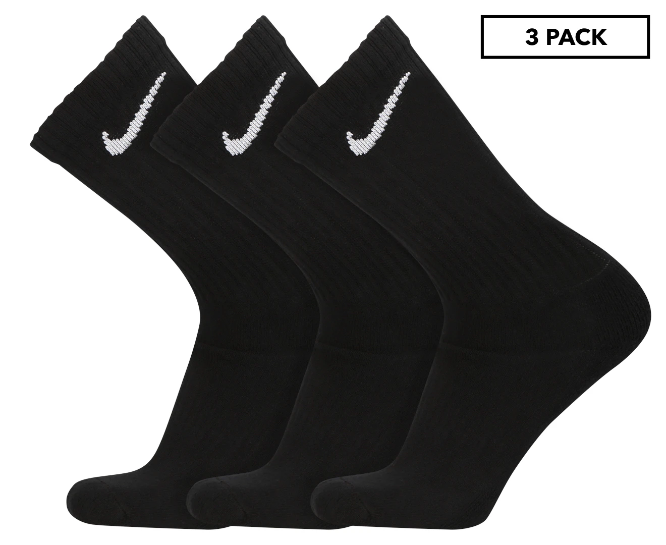 Nike Unisex Everyday Cotton Cushioned Crew Training Socks 3-Pack - Black