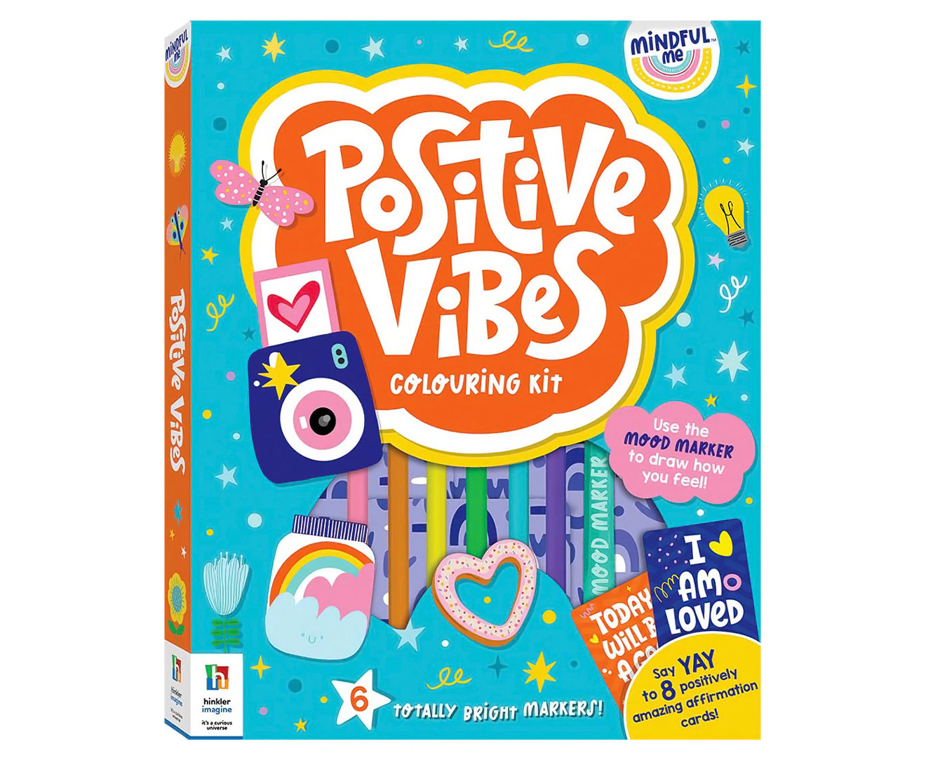 Elevate Mindful Me Positive Vibes Colouring Activity Kit Art/Craft Pad 6y+