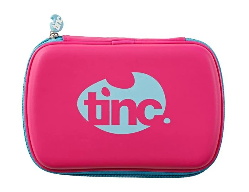 Two-Colour Hard Top Pencil Case : Pink With Blue Zip