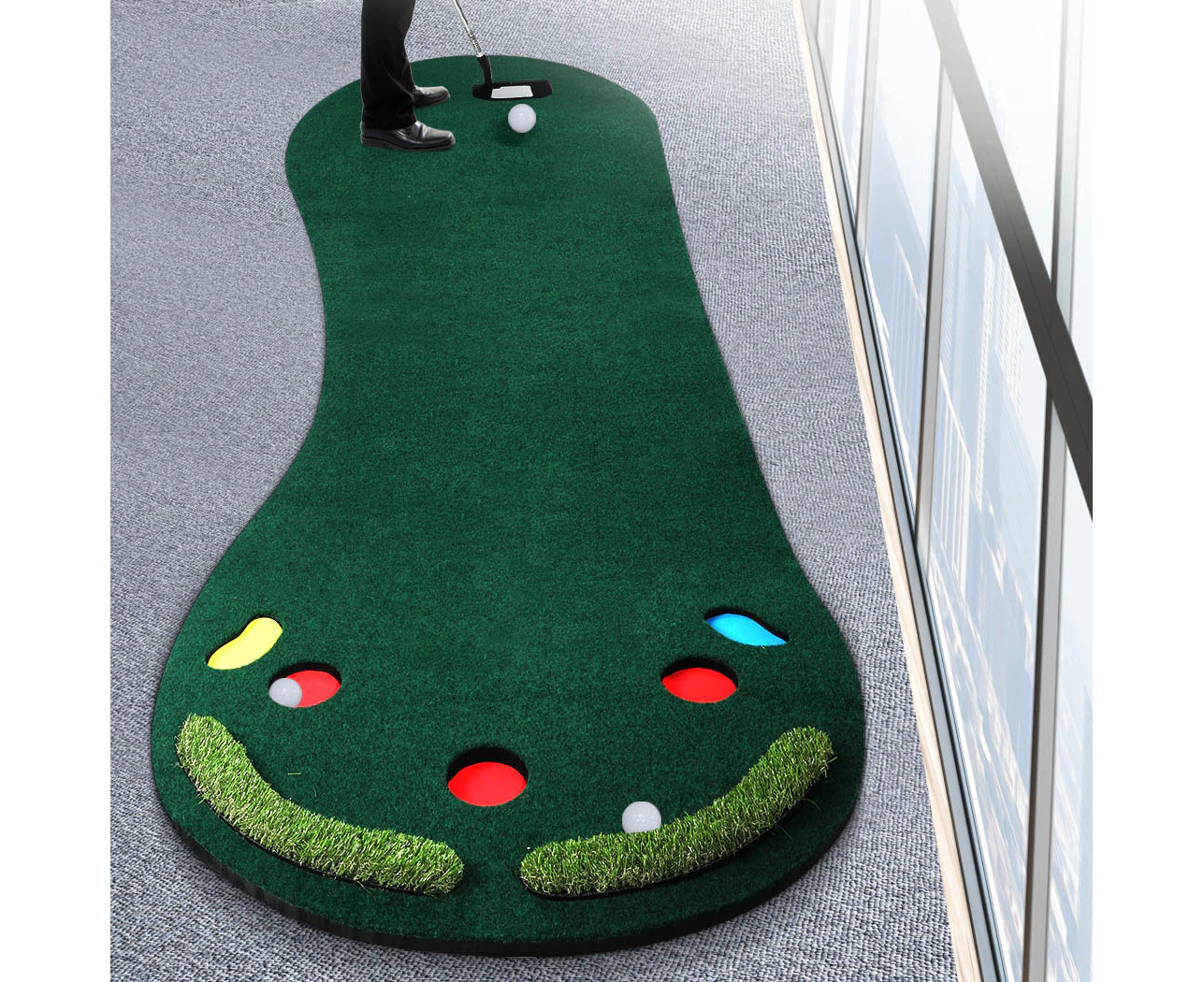 3M Golf Putting Mat Practice Training Indoor Outdoor Portable Slope Balls Putter