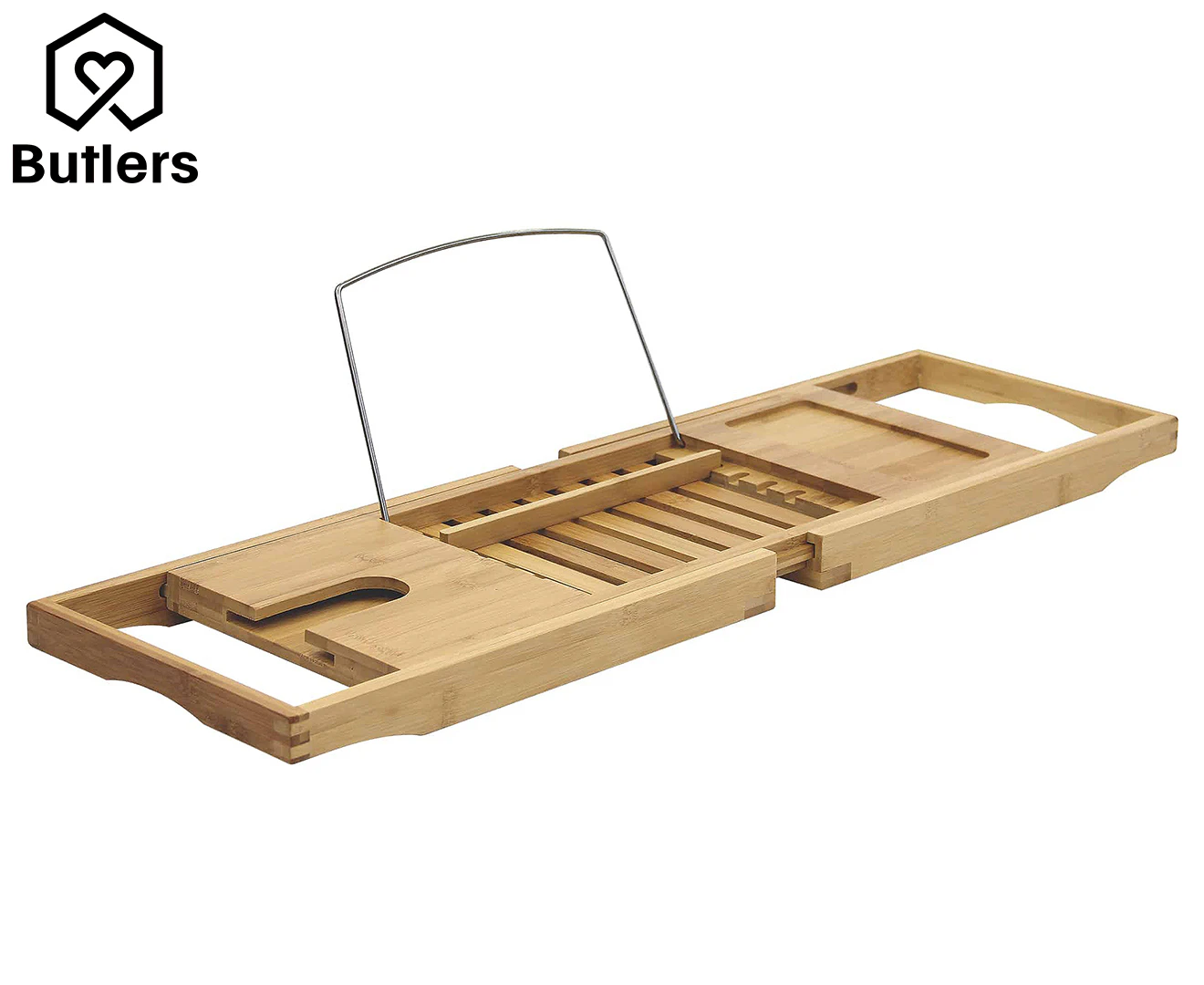 Butlers 70x22x4cm Bamboo Bath Caddy Tray/Holder Bathroom Extendable Storage