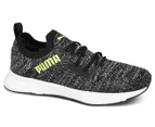 Puma Men's Flyer Runner Engineered Knit Running Shoes - Black/White/Fizzy Yellow
