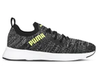 Puma Men's Flyer Runner Engineered Knit Running Shoes - Black/White/Fizzy Yellow