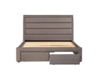 Storage Bed Frame Upholstery Fabric in Light Grey with Base Drawers