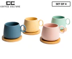 Set of 4 Coffee Culture 250mL Cup & Coaster