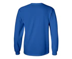 Gildan Mens Plain Crew Neck Ultra Cotton Long Sleeve T-Shirt (Royal) - BC477