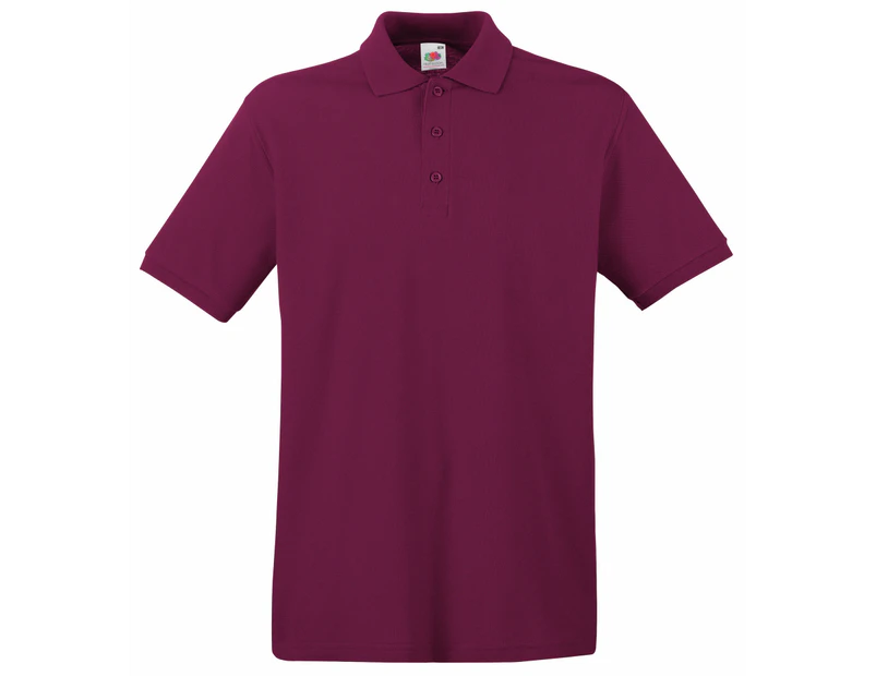 Fruit Of The Loom Premium Mens Short Sleeve Polo Shirt (Burgundy) - BC1381