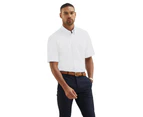 Fruit Of The Loom Mens Short Sleeve Oxford Shirt (White) - BC402