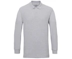Gildan Mens Long Sleeve Double Pique Cotton Polo Shirt (Sport Grey) - BC3485