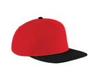 Beechfield Unisex Original Flat Peak Snapback Cap (Pack of 2) (Classic Red/Black) - RW6745
