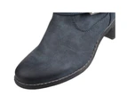 Divaz Womens West Low Heel Ankle Boots (Navy) - FS3808