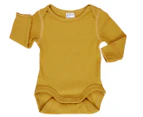 Bonds Baby Unisex Pointelle Long Sleeve Bodysuit & Legging 2-Piece Set - Vintage Mustard