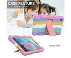 Samsung Galaxy Tab A7 Lite 2021 SM-T220 / SM-T225 Heavy Duty Shockproof Survivor Case Cover - Rainbow+Pink