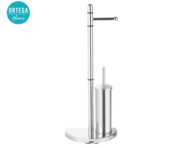 Ortega Home Freestanding Toilet Brush + Roll Combo - Chrome