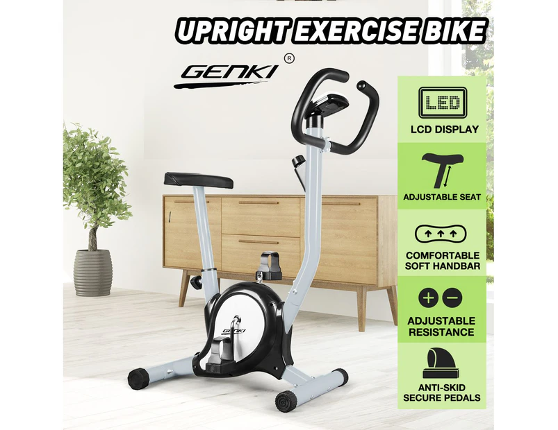 Genki Belt Bike Upright Exercise Bike Indoor Home Gym Equipment Spin Bike Grey
