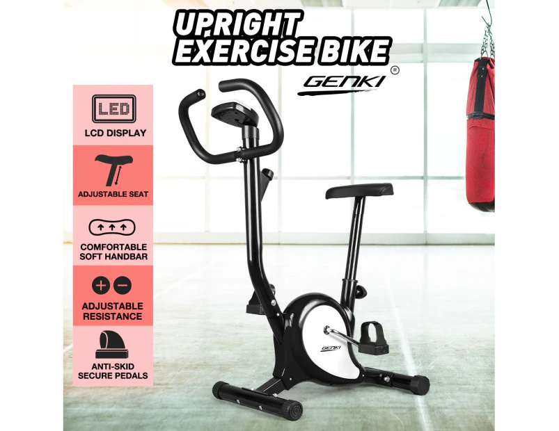 Genki Belt Bike Upright Exercise Bike Indoor Home Gym Equipment Spin Bike Black