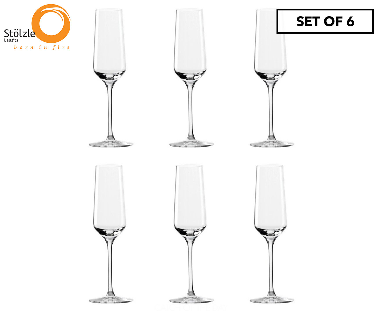 Set Of 6 Stolzle 200ml Revolution Champagne Flute Glasses Au