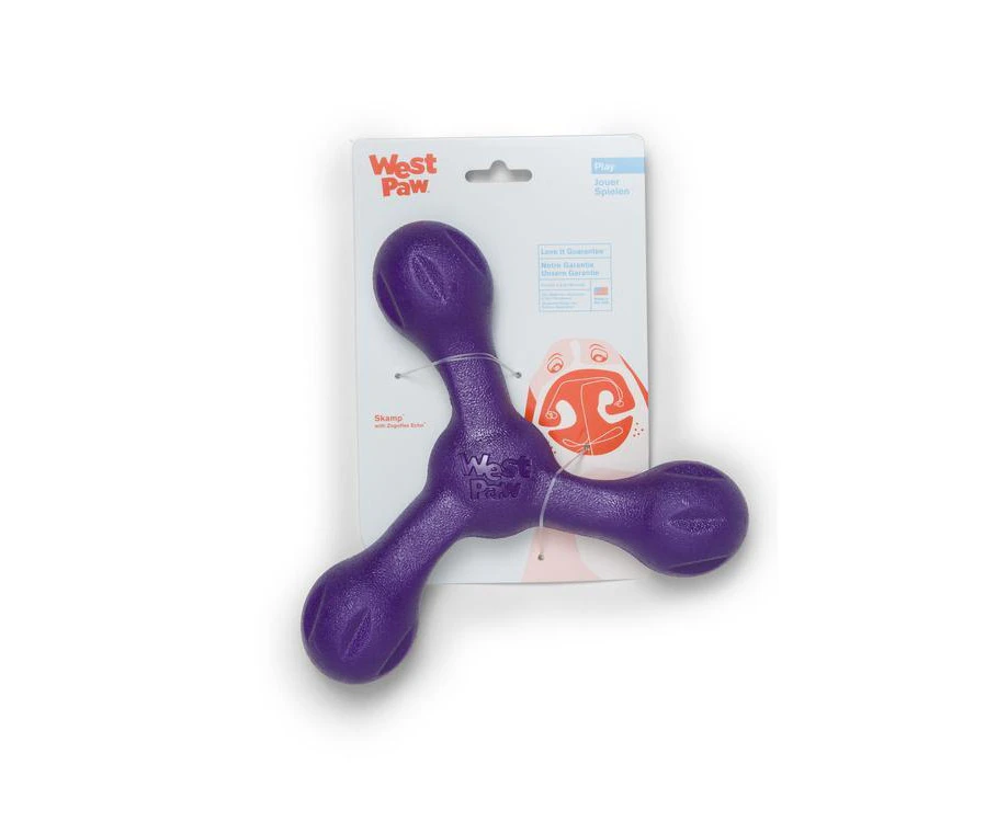 West Paw Skamp Flyer-Inspired Fetch Dog Toy - Purple Eggplant