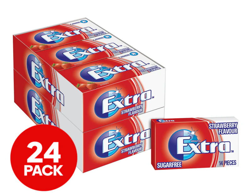 24 x Wrigley's Extra Chewing Gum Strawberry 14-Pieces