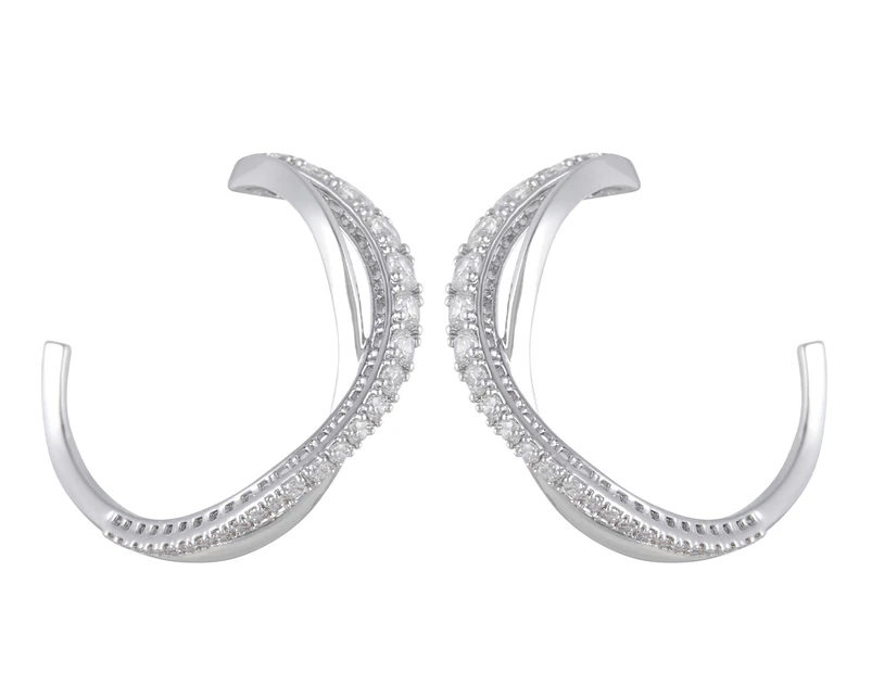 Swarovski Twist Hoop Earrings - Silver/White