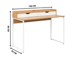 Waffle Modern Work Desk With 2x Drawer Metal Legs Particle Board & MDF- White & Oak
