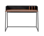 Caledonia Professional Modern Work Desk With 3x partitions Metal Legs Particle Board & MDF- Oak- Black