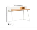 Caledonia Professional Modern Work Desk With 3x partitions Metal Legs Particle Board & MDF- Oak- white