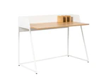 Caledonia Professional Modern Work Desk With 3x partitions Metal Legs Particle Board & MDF- Oak- white