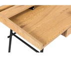 Shifty Modern Work Desk With 1x Center Drawer Metal Legs Particle Board & MDF- Black & Oak