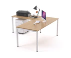 Litewall 2000 - Manager Desk L-Shaped White Square Leg Office Furniture [1600L x 1550W] - maple, none
